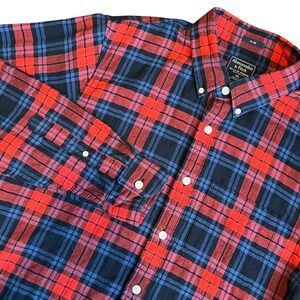 Abercrombie &‎ Fitch Mens Plaid Slim Fit Flannel Button Down Shirt Holiday XXL
